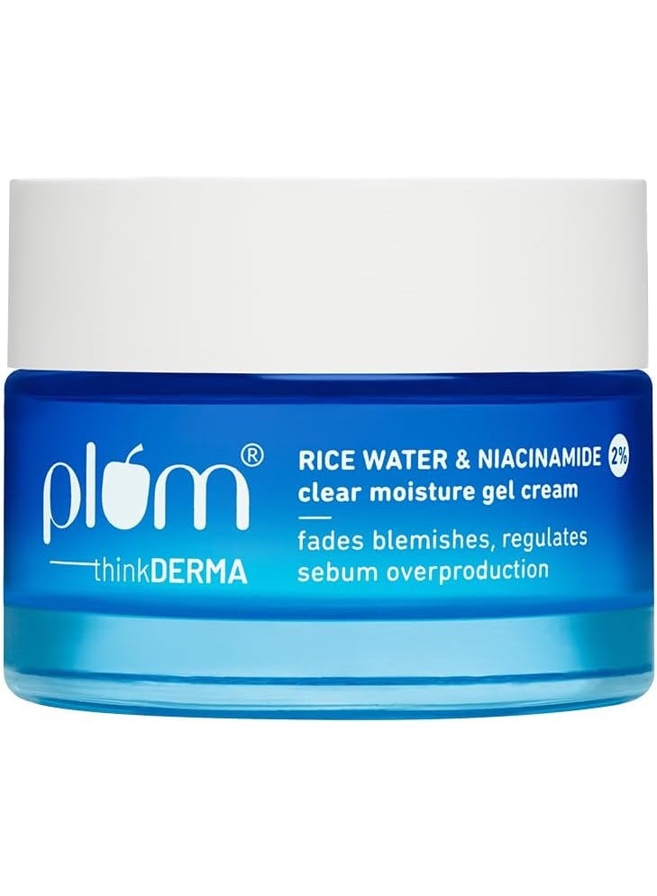Plum 2% Niacinamide & Rice Water Super Light Gel Cream Moisturizer for Face | Oil-Free Hydration | Brightens, Fades Blemishes | Dermat-Tested | All Skin Types | Women & Men | 100% Vegan | 50 g - Image 1